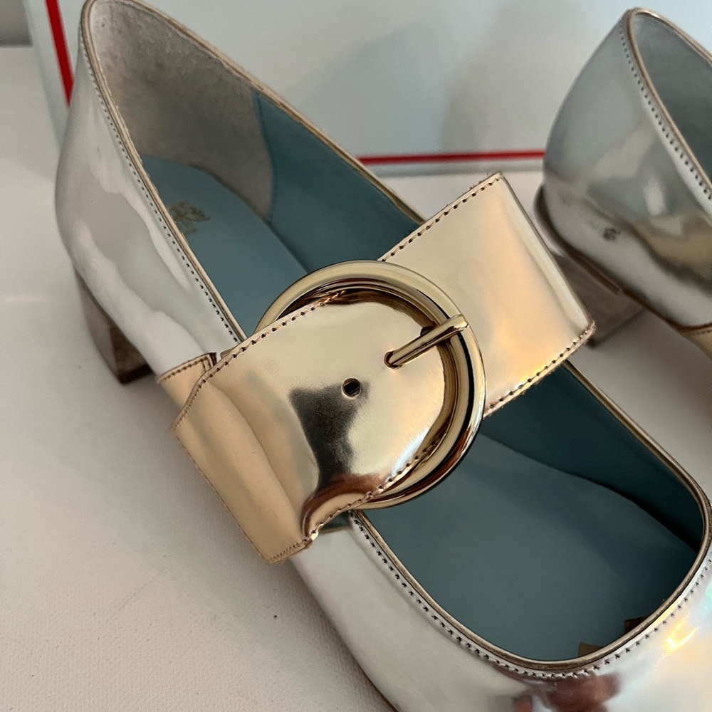 Frances Valentine Katy Silver and Gold Maryjane with Lucite Heel - Picture 2 of 10